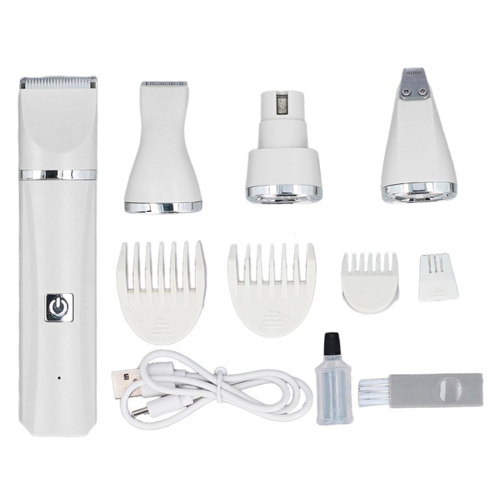 Haustierpflegeset 4-in-1 Pfotentrimmen Geräuscharmer, effizienter, tragbarer elektrischer Hundehaarschneider weiß