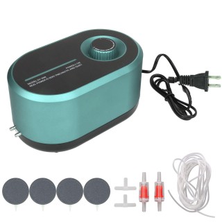 Sauerstoffpumpe für Aquarien mit zwei Ausgängen, leise, einstellbar, Luftpumpe für Aquarien mit Ausströmerstein, Luftschlauch