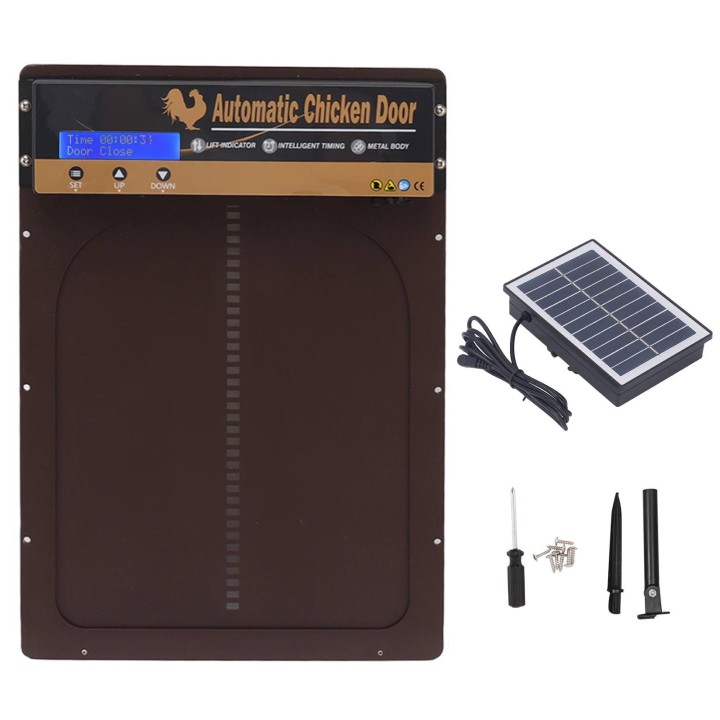 Hühnerstalltür Solar Metall Timing Modelle Zeiteinstellung Automatische Tür für Home Farms Kaffee braun
