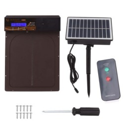 Automatische Hühnertüren Lichtsensor Fernbedienung Solarbetriebene Aluminium Hühnerställe Türen für braun