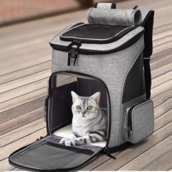Atmungsaktiver Haustier-Katzen-Tragerucksack, faltbar, für den Transport von Haustieren, Reisetasche, erweiterbar, große Kapa