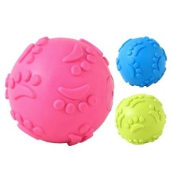 Kauspielzeug für Hunde mit Quietschball, Fußabdrücke, Spielzeugbälle, verschleißfest und bissfest, Spielzeug zum Zähneknirsch