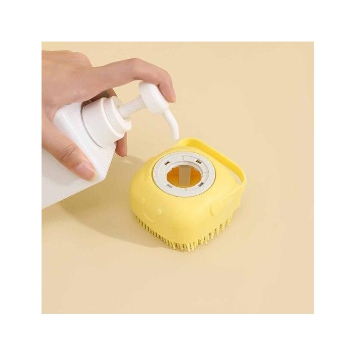 2 Stück Haustierpflege-Bademassagebürste mit Shampoo-Spender Hundebadebürste, sanfte Borsten für lang- und kurzhaarige Hunde,