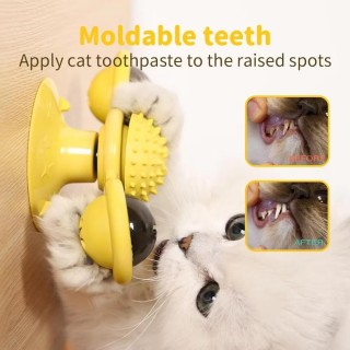 Rotierendes Windrad-Katzenspielzeug, Kätzchen-Zähneputzen, Haustierbedarf, lustige Haustiere, interaktiver Saugnapf, Indoor-K