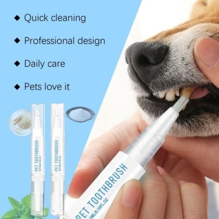 3 ml Haustier-Zahnbürstenstift, Zahnreinigung für Hundezähne, Zahnsteinentfernungswerkzeug, natürliches pflanzliches Zahnrepa