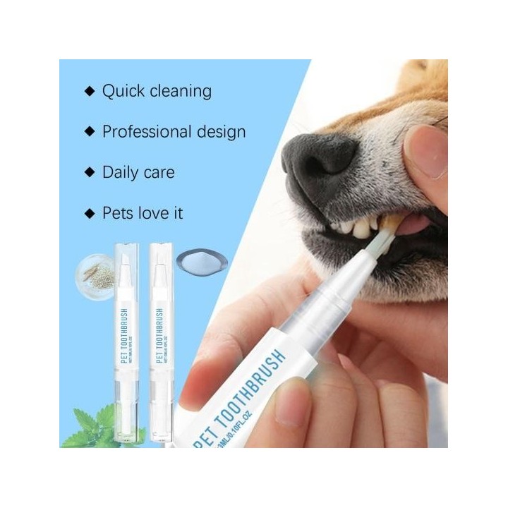 3 ml Haustier-Zahnbürstenstift, Zahnreinigung für Hundezähne, Zahnsteinentfernungswerkzeug, natürliches pflanzliches Zahnrepa