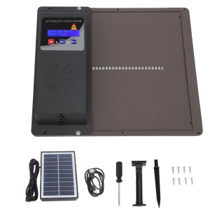 USB Solarbetriebener automatischer Hühnerstall-Türöffner mit Timer, programmierbarer LED-Anzeige, 3 Power braun