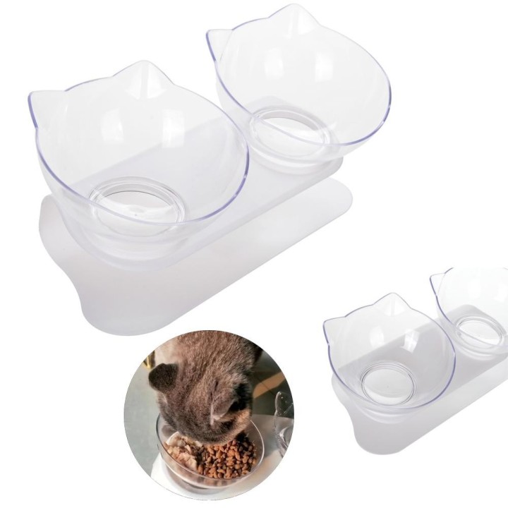 Doppelter Katzennapf für kleine Katzen, Hunde, Kätzchen, erhöhte, rutschfeste Wasser- und Futternäpfe, kippsicherer Wassernap