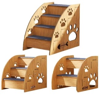 Haustiertreppe für Bett Hundetreppe Haustiertreppe Hunderampe Hochbett Klettern Hundebett Stufen Rutschfeste Holzhundetreppe