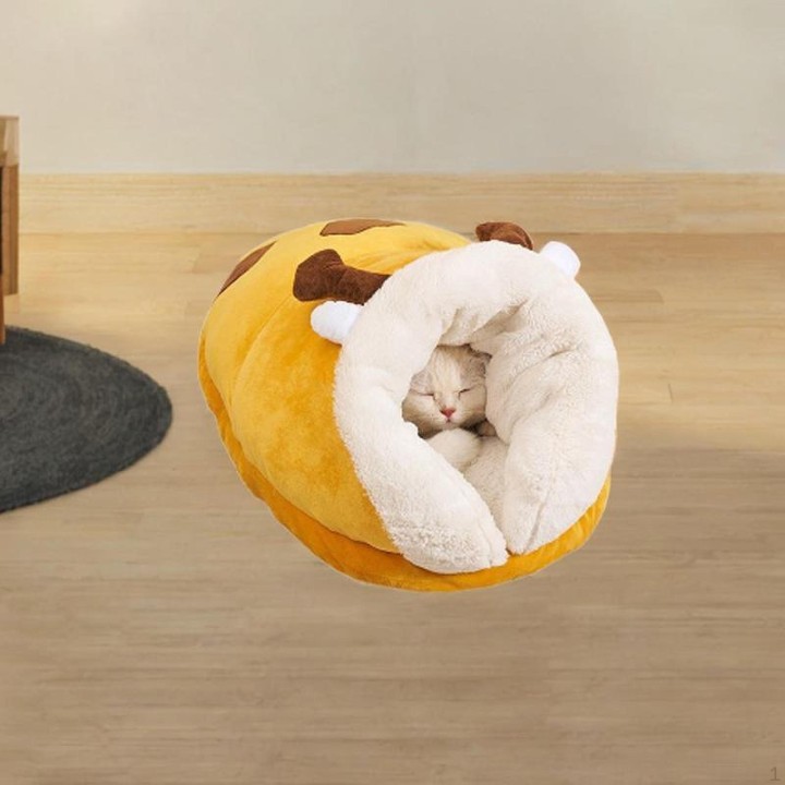 Katzenhöhlenbett, weiches, warmes Haus, Plüsch, Grabhütte, Schlafsack für drinnen Giraffe