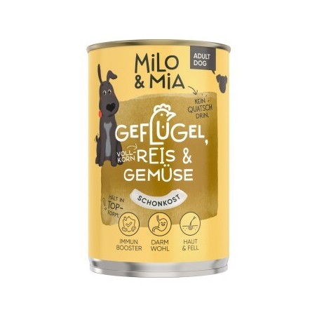 Milo & Mia Geflügel, Reis & Gemüse 24x400 g