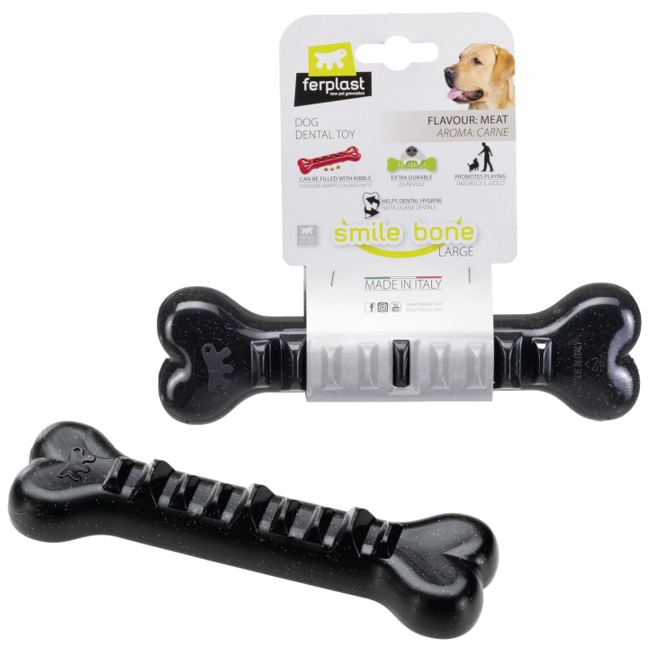 Smilebone L Schwarze Dental-Zahnpasta für Hundespielzeug, hergestellt in Italien von Ferplast schwarz