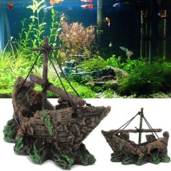 Aquarium Ornament Piratenschiff Versunkenes Schiff Schiffswrack Boot Aquarium Wasserlandschaft Höhle Dekoration Harz Schiff O