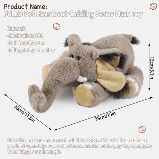 Plüschtier „Mammutwelpe Herzschlag“ für Hunde. Stressabbau und Beruhigungshilfe für Haustiere, Herzschlag-Spielzeug zur Linde