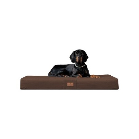 Tierlando ® FLOKI ORTHO PLUS Orthopädische Hundematte aus Plüsch & High-Tech-Velours braun 1,2 m, 13 cm, 90 cm