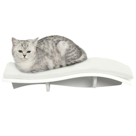 PawHut Katzenbett Wandliege  Wandmontage mit Plüschauflage, MDF, für Katzen, Weiß+Grau, 53x28x12cm  Aosom
