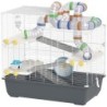 PawHut Hamsterkäfig 4 Etagen Nagerkäfig  Kleintierkäfig mit Laufrad Futternapf Tunnel Hütte Obertür, Kleintierstall Käfig für