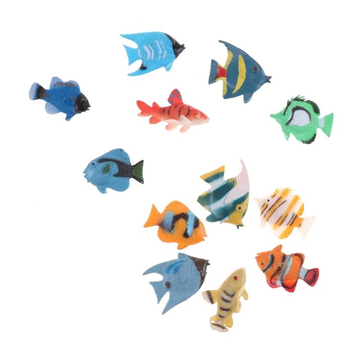 12 Pcs Mini Tropical Ozean Fisch Spielzeug Geschenk Meer Leben Modell Pool Bildung Spielzeug
