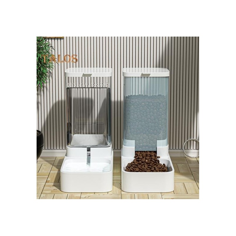 Automatischer Katzenfutterspender, 3,8 l/133,7 oz, Haustier-Wasserbrunnen, 2,0 kg schwerer Katzen-/Hundefutterspender, große