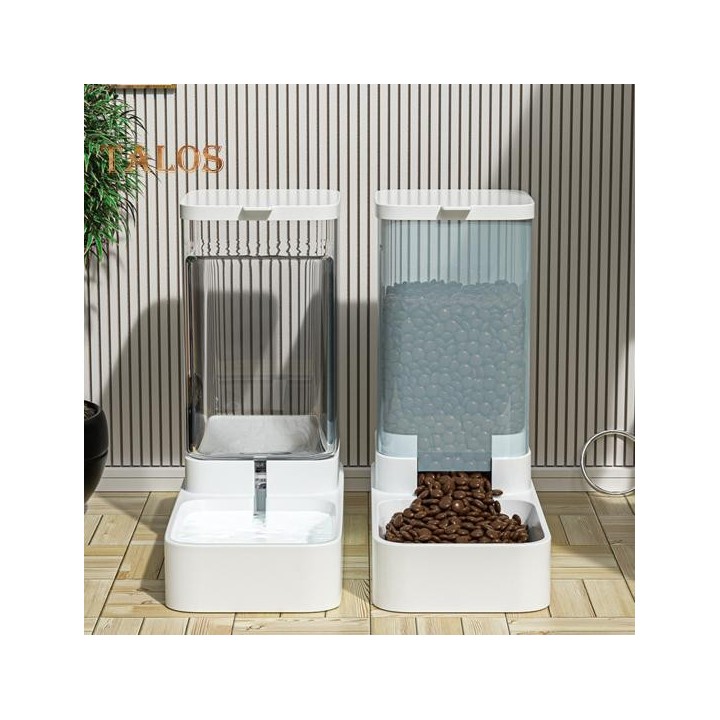 Automatischer Katzenfutterspender, 3,8 l/133,7 oz, Haustier-Wasserbrunnen, 2,0 kg schwerer Katzen-/Hundefutterspender, große