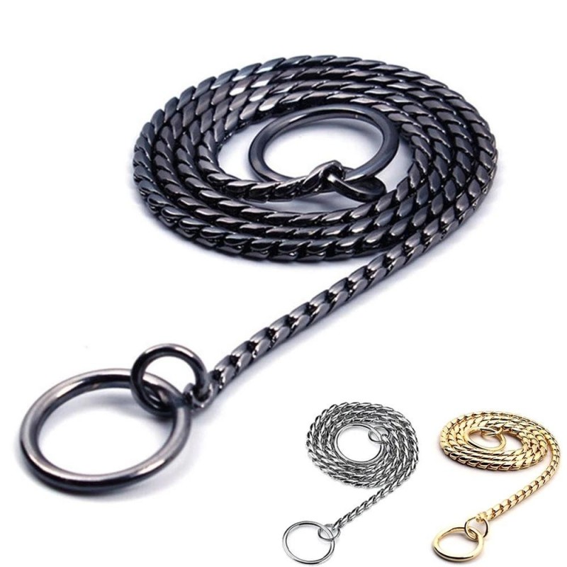 Goldene Edelstahl Schlangenkette Metall Hundekette P Kette Klein Mittel Groß Hund Haustierbedarf Hundehalsband 3.0*350mm schw