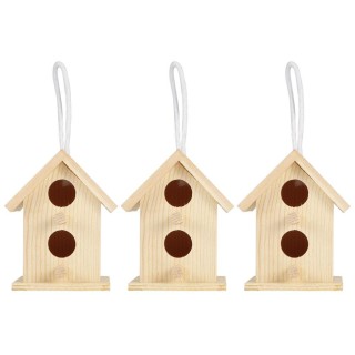 3Pcs Innovative Outdoor Holz Vogel Haus Nistkäfig Ornament für Garten Dekoration