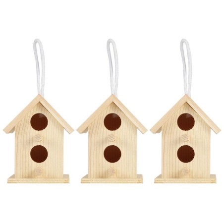 3Pcs Innovative Outdoor Holz Vogel Haus Nistkäfig Ornament für Garten Dekoration