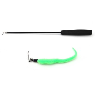 Hochelastischer eingefahrener Teaser-Draht-Chaser-Zauberstab für Katzen und Kätzchen, interaktives Spielzeug, schwarzer Stab