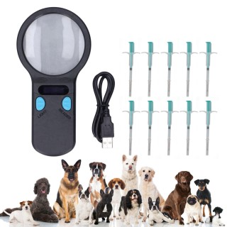 Haustier-Mikrochip-Scanner-Set, stabiler Tier-Mikrochip-Tag-Lesescanner mit Tier-ID-Chips OLED