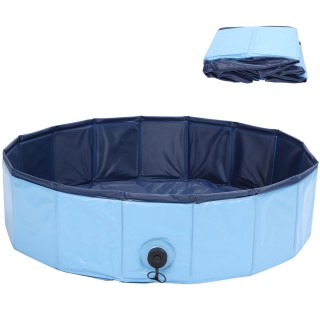 Haustier-PVC-Auslaufsichere Badewanne Faltbare Dusche Wasserbecken Badewanne Versorgung für Katzen und HundeM Blau M blau