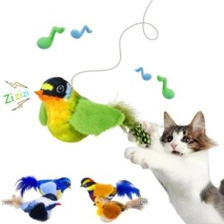 Interaktives Katzenspielzeug zum Aufhängen, quietschend, Simulation von Vogelgezwitscher, Plüsch-Vogelspielzeug, neckendes Kä