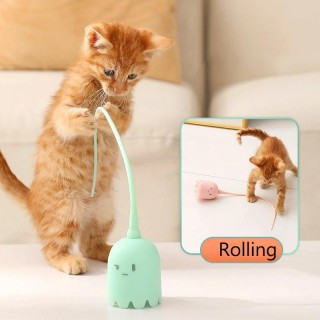 Interaktives Katzenspielzeug USB Elektrisches intelligentes Rollballspielzeug Katzen Haustier Silikon Automatischer Drehschwa