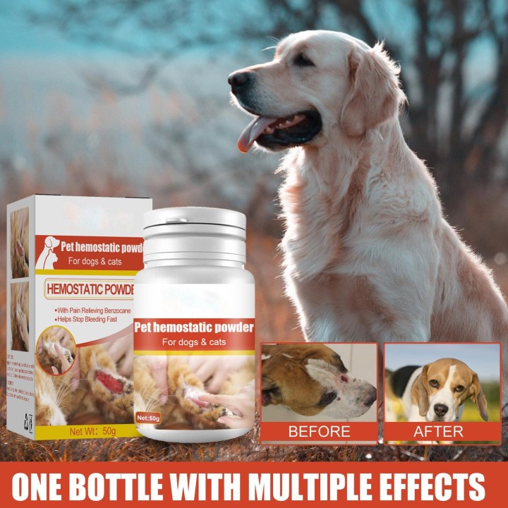 Hautpflegepulver für Haustiere, schnell wirkendes Blutstillpulver für Haustiere, 50 g, Wundreparaturpulver für Haustiere, Wun