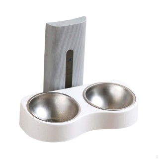 Doppelter Katzennapf, Multifunktions-Erhöhter Futternapf Dekoration Trinknapf Wandmontierte Bewässerung Brown and Beige