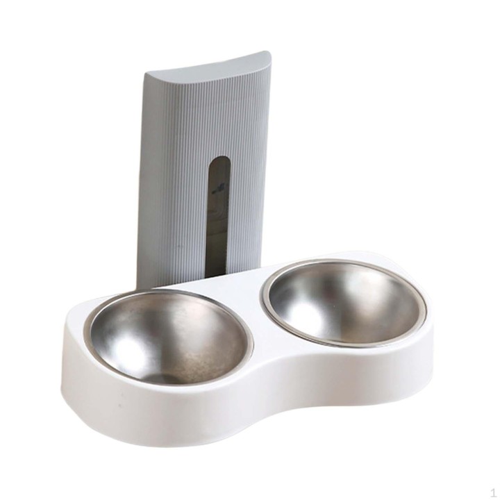 Doppelter Katzennapf, Multifunktions-Erhöhter Futternapf Dekoration Trinknapf Wandmontierte Bewässerung Brown and Beige