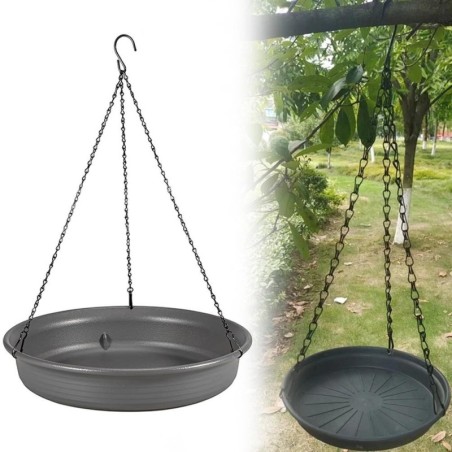 Vogelbadewanne für den Garten, zum Aufhängen, Vogelfutterstation, Kette zum Aufhängen, Trinkwasser für den Garten im Freien,