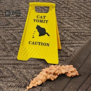 Schild mit der Aufschrift „Katzen-Erbrechen“, 10,2 cm, schwarze Silhouette mit Katzen-Erbrechen, Warnschild, Katzen-Erbrechen