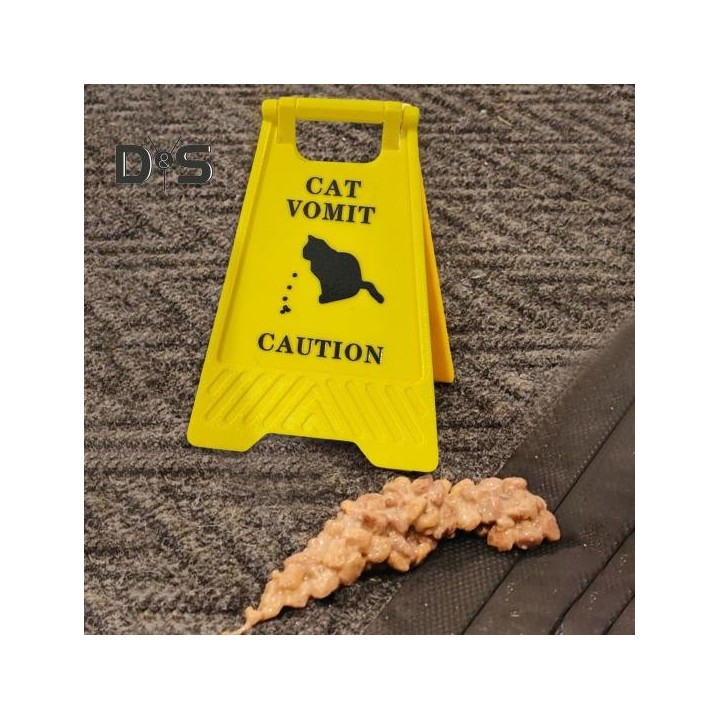 Schild mit der Aufschrift „Katzen-Erbrechen“, 10,2 cm, schwarze Silhouette mit Katzen-Erbrechen, Warnschild, Katzen-Erbrechen