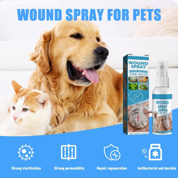 Recovery Medizinisches Antiseptisches Spray für Hunde und Katzen, Wund- und Hautpflege, 30 ml, Sast Wundreparaturspray bei Ha
