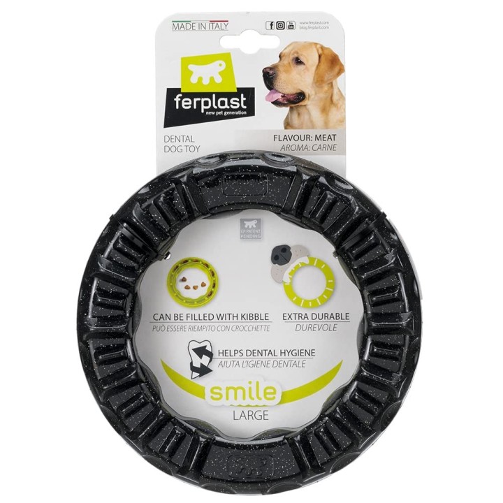 Farplast Zahnspielzeug für Hunde, Smile L, Schwarz, für große Hunde, Spielzeug, Zahnpflege, langlebig, unzerbrechlich, robust