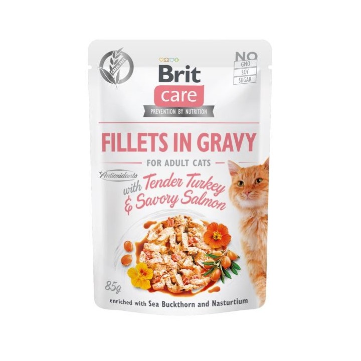 BRIT Care Fillets in gravy Tender Turkey & Savory Salmon 24 x 85 g