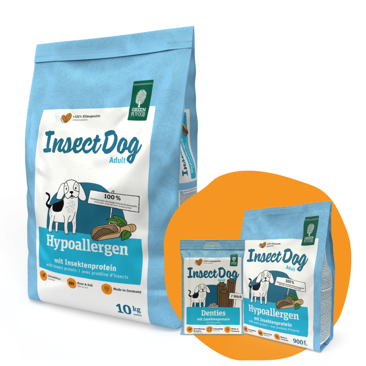 GREEN PETFOOD InsectDog Hypoallergen 10kg + 900g & Denties GRATIS