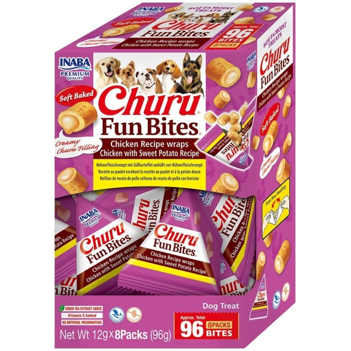 INABA Dog Churu Fun Bites Chicken with Sweet Potato 8x12g