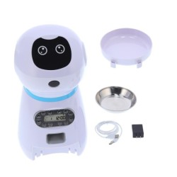 Automatischer Futterspender für Haustiere, Roboterform, für Katzen und Hunde, Futterspender mit Schüssel