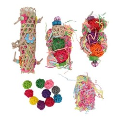 Vogel-Schredderspielzeug, buntes Kauspielzeug gegen Langeweile, für Papageien, Futtersuche und mit Glocke für Unzertrennliche