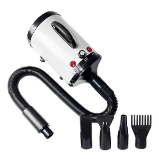 Hundetrockner, Geschwindigkeit einstellbar, geräuscharm, hitzebeständig, tragbar, Fellpflegegebläse für Hunde und Katzen weiß