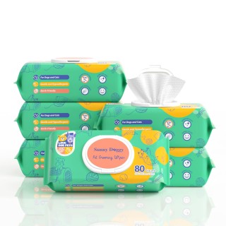 SUNNY DOGGY Pet Wet 80 Tücher x 6, zum Abwischen der Hundepfoten um die Ohren und des ganzen Körpers, Feuchttücher für sicher