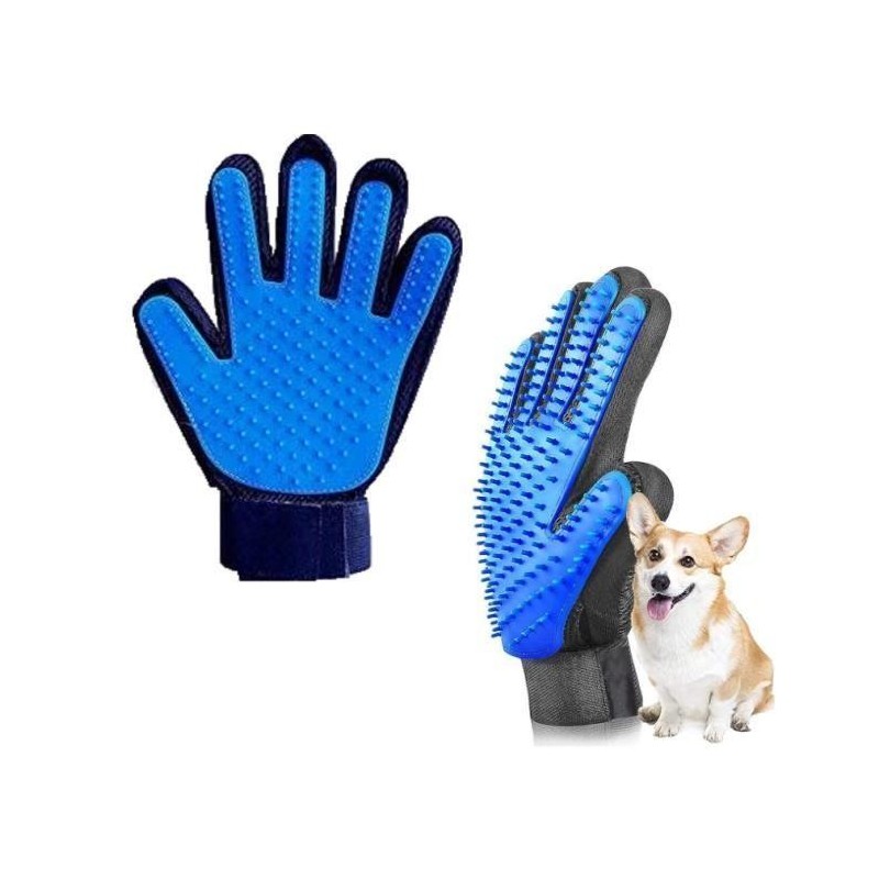 Gant de Nettoyage pour Animaux de Compagnie, Gant de Brosse Chien, Chat Toilettage Massage, pour Enlever Les Poils (Blau)