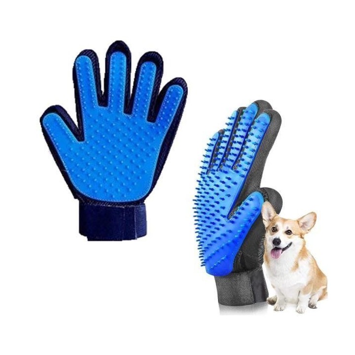 Gant de Nettoyage pour Animaux de Compagnie, Gant de Brosse Chien, Chat Toilettage Massage, pour Enlever Les Poils (Blau)