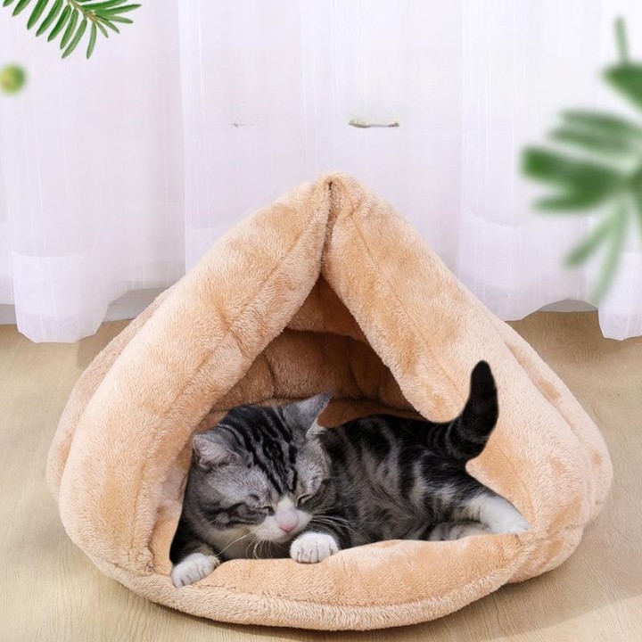Winter Warm Jurte Hundehütte Kleiner Hund Geschlossen Hausschuhe Katze Schlafsack Katze Zwinger Haustier Matte S: 50*37*29cm